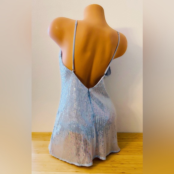 Victoria’s Secret Sequin Mini Slip Dress Light Blue & Cheeky Pantie 2 Pieces M - Picture 12 of 12